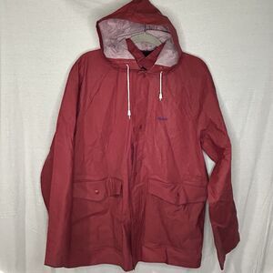 Stearns Dry wear jacket Men’s Sz M Red outdoor Hooded Polyvinyl Snap Fishing